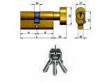 123B : Double cylinder with knob, 5 pins, 3 keys (brass knob)
