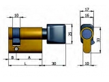 124 : Half cylinder with knob, 5 pins ( black nylon knob)